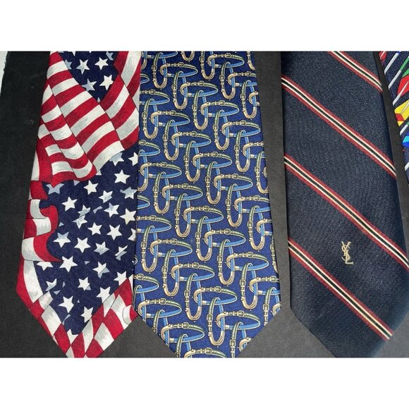 11 Mens Neck Ties Lot Several Silk Brooks Bros Robert Tatbott Yves Saint Laurent - Picture 10 of 11